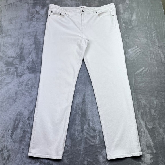J. Crew Stretch White Denim Jeans Women's Sz 35/31 Fits 38" Straight Leg Boho - Picture 1 of 11